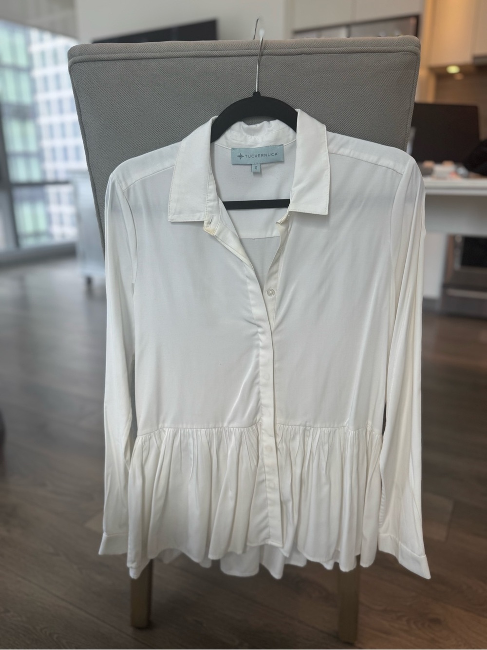 Tuckernuck White Peplum Button-Down Shirt